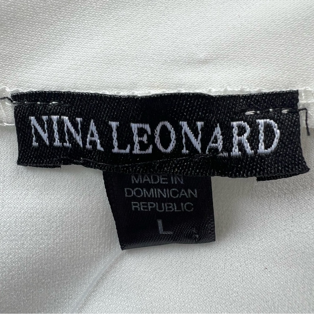 Nina Leonard Ivory Ruffle Draped Open-Front Shrug Bolero 3/4 Sleeves SZ L - Picture 8 of 15